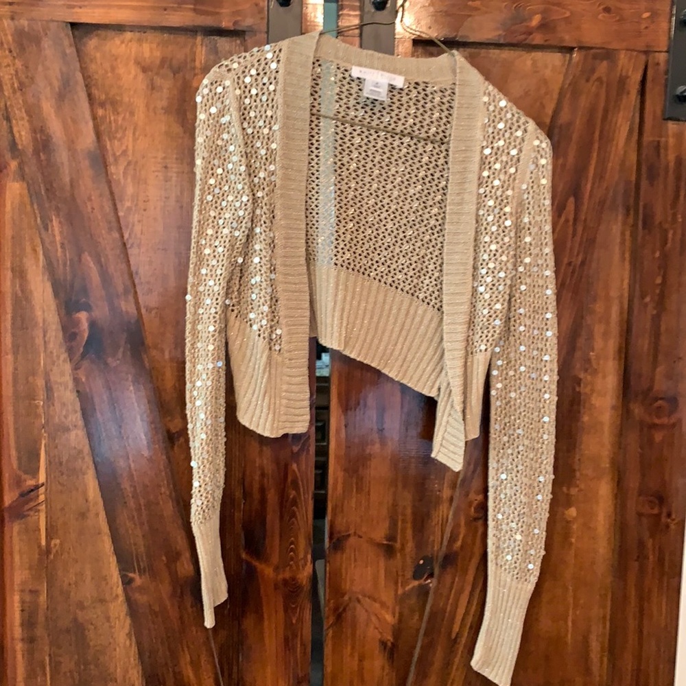 Gold sequined short cardigan